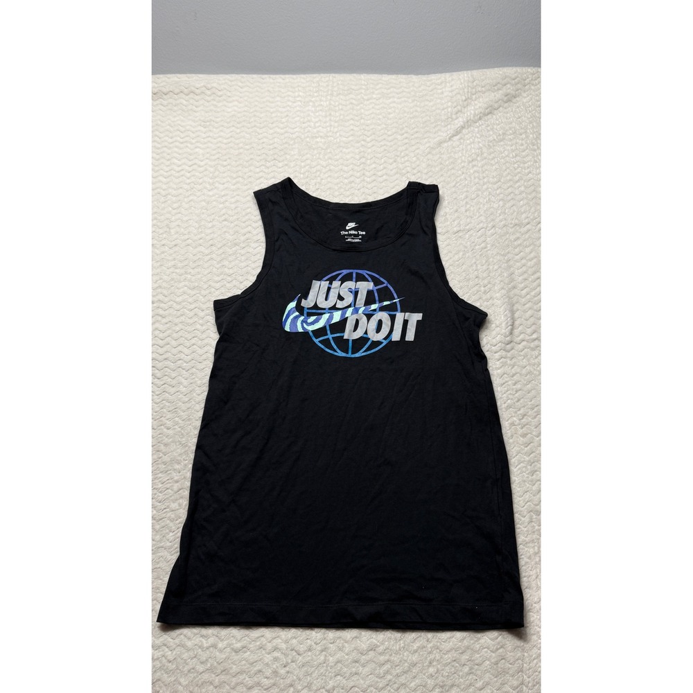 Nike Mens Just Do It Globe Graphic Tank Top Black Small Sleeveless Tee